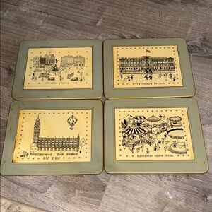 Lot of 4 Vintage Mid-century Pimpernel Cork 9.25 x 8 Placemats/ Hotplates